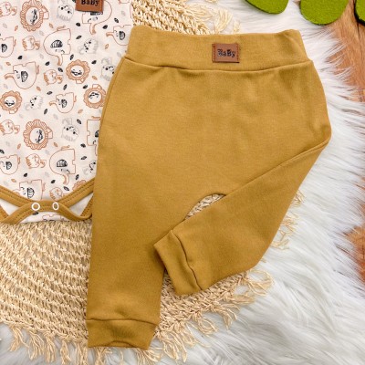 Conj. de Malha 3 peças - Leãozinho com Jubinha e Safari - Caramelo e Off White